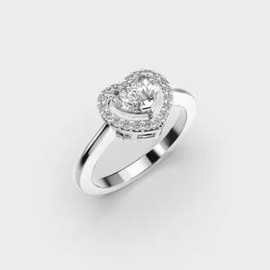 Halo Lab 1.50 CTW Lab Grown Diamond Ring 14k Solid Gold Heart Cut Original Moissanite Ring Cadeau de fête des femmes pour elle - Product Image 6