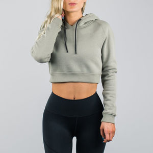 Ventes en gros de sweats à capuche courts pour femmes avec logo personnalisé, sweats à capuche courts en coton pour femmes, sweats à capuche courts à la mode, taille plus, conception OEM - Product Image 2