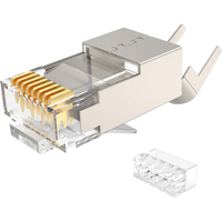 Konektor Ethernet RJ45 Pass Through Cat7 Cat8 Cat6a Silver dengan Kontak Tembaga, Housing PC, Perisai SFTP, IP67 50U