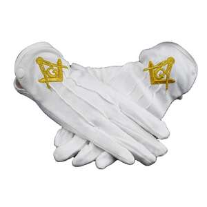 Gants maçonniques en coton blanc sur mesure, taille unique, fabriqués pour les gants maçonniques - Product Image 1