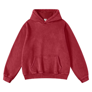 Best Selling Wholesale Acid Washed <b>Hoodies</b> Regular Fit Breathable Flexible Bottom Unisex Solid <b>Red</b> Color 410 100% Cotton Winter - Product Image 2