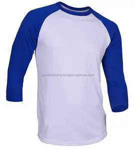 New Design Men's T-Shirt Custom Classic 3/4 Sleeve Baseball Jersey Ruffle Raglan Breathable Tee Shirt drop shoulder