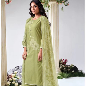 Salwar Kameez indien et pakistanais vêtements de fête brodés à la main en coton de qualité supérieure - Product Image 1