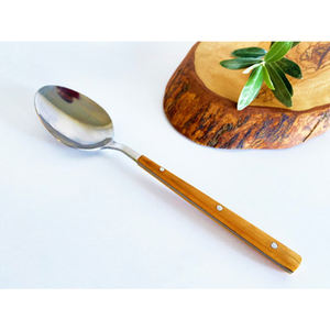 Couverts élégants en acier inoxydable avec poignées en bois, parfaits pour les mariages servant de la nourriture et la cuisine élégante, à la maison et à l'hôtel. - Product Image 2