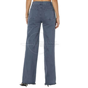 Pantalon en jean large délavé à l'acide pour femmes le plus vendu Style décontracté taille moyenne respirant pour vêtements actifs et course à pied - Product Image 2