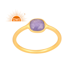Meilleure vente Bague empilable en argent sterling plaqué or 18 carats avec pierre précieuse de tanzanite naturelle Demi fabricant de bijoux fins - Product Image 1