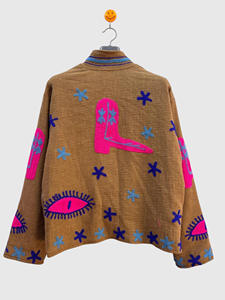 Chaqueta con Cuello Mandarín Bordada a Mano, Manga Larga, Corte Cuadrado, Lino y Algodón, Ropa de Otoño para Mujer, Estilo Patchwork - Product Image 5