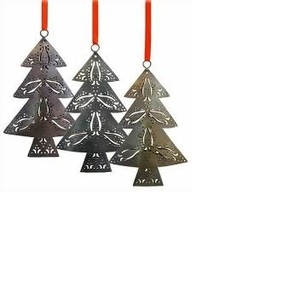 Adornos de metal plateado con acabado martillado con regalos de vacaciones de Navidad Aluminio decorativo colgante único - Product Image 1