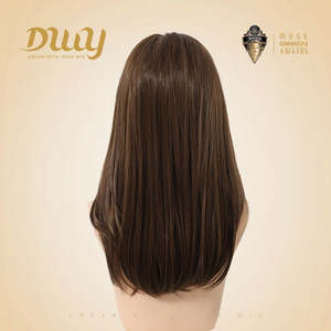 Peluca Sintética Morita-DWY 13*4 con Frente de Encaje sin Pegamento para Mujer, 16 Pulgadas, Larga, Lisa, Marrón con Reflejos - Product Image 2