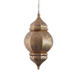 Handmade Moroccan Silver <b>Pendant</b> Lamp Vintage Metal Hanging Lantern Ceiling <b>Light</b> Fixture With Cutout Design For Home Decor - Product Image 4