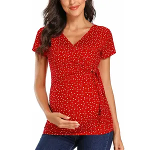 Nueva ropa de maternidad personalizada barata con estilo para mujer Nueva moda Camisetas de maternidad transpirables