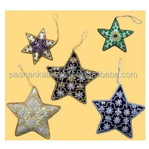 เครื่องประดับแบบห้อยประดับด้วยลูกปัดลายดาวปักสีทอง zari สำหรับเทศกาลคริสต์มาสงานเลี้ยงปีใหม่ - Product Image 1