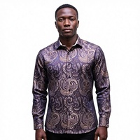Camisa Casual de Hombre de Lujo Azul Rey a Cuadros con Doble Botonadura y Cuello en V, Ajuste Slim, Manga Larga, Tejido Premium con Sensación Satinada, 100% Algodón