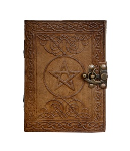 Grimoire Handmade Leather Pentagram Embossed <b>Blank</b> <b>Journal</b> Book of Shadows Notebook Office Diary College Book Poetry Book Sketch - Product Image 5