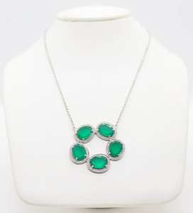 Collier Onyx vert minimal léger pendentif en argent Sterling 925 bijoux faits à la main cadeau de noël élégant pour les femmes - Product Image 2