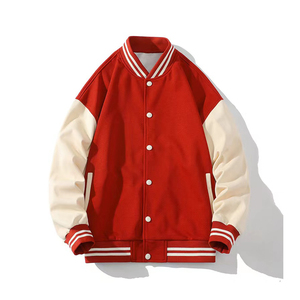 Veste universitaire personnalisée de haute qualité manches Reglan en cuir laine Letterman veste Stand hiver tissu broderie en gros - Product Image 2