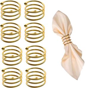 Anneaux de serviette en fil métallique doré aspect royal pour mariage, décoration de table spéciale, porte-serviettes faits à la main - Product Image 2