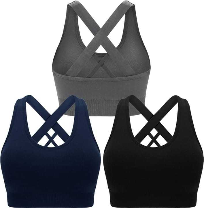 Adjustable Straps Lightweight Seamless Breathable Fashionable Sports Bra Padded Cups Back Closure Moisture Wicking Four-Way