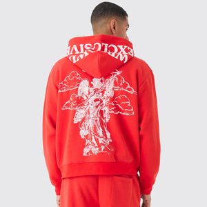 Survêtement surdimensionné de qualité supérieure impression personnalisée Streetwear avec nouveau pantalon évasé à la mode sweat à capuche zippé et ensemble de joggers - Product Image 4