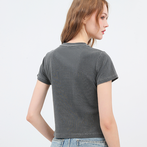 Camiseta Vintage para mujer, vestidos informales de ajuste Regular para mujer, camiseta con logotipo impreso, venta al por mayor de alta calidad, algodón 100% de 240gsm - Product Image 3