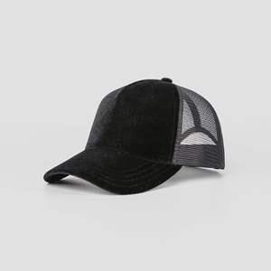 Venta al por mayor de 5 paneles de terciopelo transpirable de algodón de béisbol de dos tonos sombreros de camionero de malla para hombres y mujeres sombrero de camionero de malla - Product Image 2