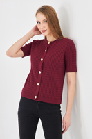 Cárdigan Elegante de Manga Corta para Mujer, Cómodo, Transpirable, de Punto Acanalado, Corte Ajustado, con Botones, Top de Punto para Verano, Estilo Moderno para Damas