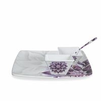 Service de table en mélamine de forme carrée de qualité assurée, 4 pièces, assiettes, bols à légumes et cuillères à thé, style moderne tendance, par le fabricant