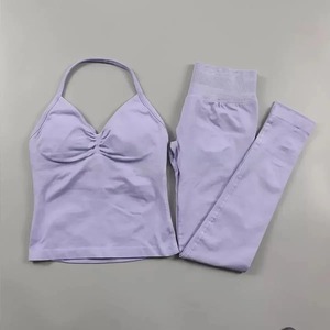 Ensemble de gymnastique 2 pièces pour femmes Longline à lacets Leggings pour Yoga Pilates Sports Fitness Vêtements Soutiens-gorge de sport Vêtements d'entraînement - Product Image 4