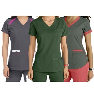 Medical <b>Scrub</b> Tops Nurse Hospital Uniform V Neck Unisex Spandex Fleece Breathable Custom Logo Scanza Enterprises Manufacturer - Product Image 1