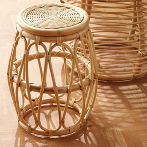 Table basse ronde minimaliste moderne Table d'angle polyvalente avec conception tissée en rotin naturel Décoration intérieure Salle à manger Salon - Product Image 3