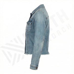 Veste en jean décontractée personnalisée pour hommes, grandes tailles, 100% coton, option logo sur le devant, respirante, veste d'hiver - Product Image 3
