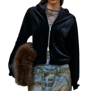 Tela de Terciopelo al por Mayor, Adecuada para Ropa Casual, Sudaderas con Capucha para Mujer 2026 / Precio de Fábrica Directo, Diseño Minimalista, Sudadera con Capucha Cómoda - Product Image 1