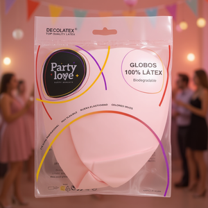 Palloncini in lattice Party Love R36 rosa pastello 90 cm, confezione da 3 pezzi, biodegradabili - Product Image 3