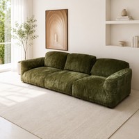 Canapé modulaire convertible inclinable 3 places en chenille verte Sans Modern Green pour appartement, parc, école, villa