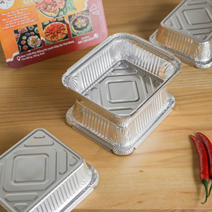 600ml Viet Nam Venta al por mayor Rectangular desechable de papel de aluminio con tapas de plástico Contenedor para hornear - Product Image 4