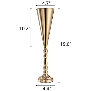 AK Laiton Premium Métal Trompette Fleur Vase Lot De 2 Avec Or Fini Unique Vase Pour Hôtel Décor/Désherbage Décor Ornements - Product Image 2