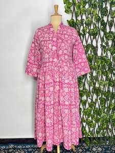 Robe kimono en coton imprimé à la main bohème Robe d'été florale Cadeau pour elle - Product Image 4