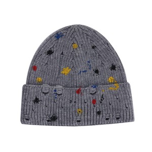 2025 Premium blanc coloré encre Splash conception à la mode peinture en détresse hiver chapeaux tricoté bonnets unisexe - Product Image 5