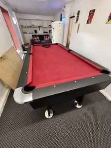 Table de billard d'extérieur en ardoise, bois massif, 8ft 9ft, avec étui rigide, noir, cuir vert américain, rouge, bleu - Product Image 2