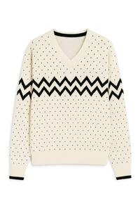 Pulls pour hommes en tricot zigzag à col en V personnalisés en gros |   Pull chaud de mode d'hiver |   Pull en polyester/coton solide avec doublure en coton - Product Image 4