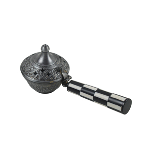 Brûleur d'encens en métal laiton de conception artisanale avec poignée en pierre de marbre Porte-encens Idéal pour la décoration intérieure - Product Image 2