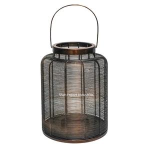 Juego de 2 farolillos de vela colgante de alambre de Metal de hierro negro mayorista diseñados exclusivamente para decoración de Navidad bodas decoración del hogar - Product Image 2