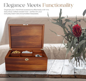 Caja de recuerdo de almacenamiento de madera maciza de doble capa Retro, caja de identificación tipo abatible para el hogar con formatos divididos para joyería - Product Image 3