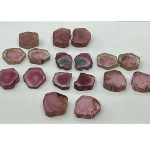 Rodajas de Turmalina Sandía Natural de Alta Calidad, Gemas de Cristal Rosa Sueltas, Corte Liso, Par Perfecto, Venta al por Mayor para Joyería - Product Image 1