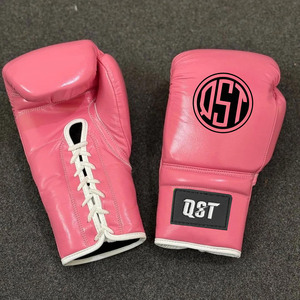 Venta al por mayor de guantes de boxeo personalizados profesional mate rosa de cuero Guantes De Boxeo 8oz Sparring tamaño precio barato - Product Image 5