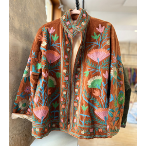 Multi Color Sujanji Woven Embroidered Button Eco-Friendly <b>Quilted</b> Canvas Autumn Winter Designer <b>Jacket</b> Women Floral <b>Pattern</b> - Product Image 1