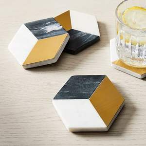 Heigh Dimand Modern Style Luxury Wood <b>Marble</b> <b>Coaster</b> Set 10mm Thick Classic Handmade Durable Eco-Friendly for Home Kitchen Decor - Product Image 2