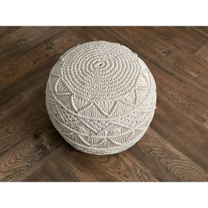 Puf de macramé bohemio hecho a mano, asiento acolchado de algodón puro suave, taburete redondo de decoración Bohemia para sala de estar - Product Image 1
