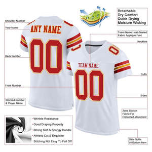 Camiseta de Fútbol Americano Unisex, Corta, de Malla, Cómoda, Duradera, Talla Grande, Deportiva, Personalizada, Sublimada, con Diseño Bordado - Product Image 4