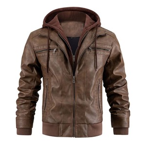 Men's PU Leather <b>Jacket</b> Hooded Motorcycle <b>Slim</b> <b>Fit</b> Casual Coats Men Autumn Winter Windproof Hat Detachable Biker Leather <b>Jacket</b> - Product Image 6